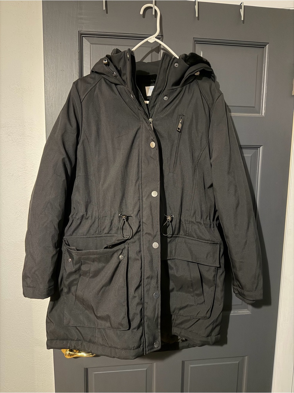 Time and Tru Black Hooded Long Puffer Coat